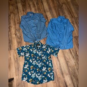 Ariat Kids' Blue and Teal Floral Button Down Shirts